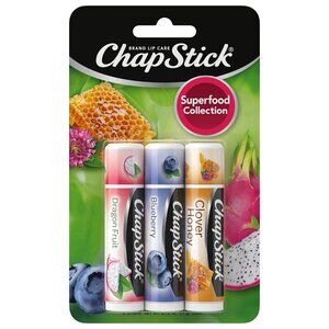 ChapStick Trio Lip Balm Set Superfood Collection Dragon fruit, Blueberry, Honey